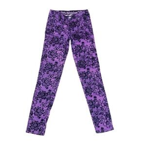 ❤️ 🆕 JUSTICE Premium Girls Skinny Purple With Black Floral Print Jeans 12R